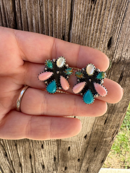 Muti Stone Cluster Earrings