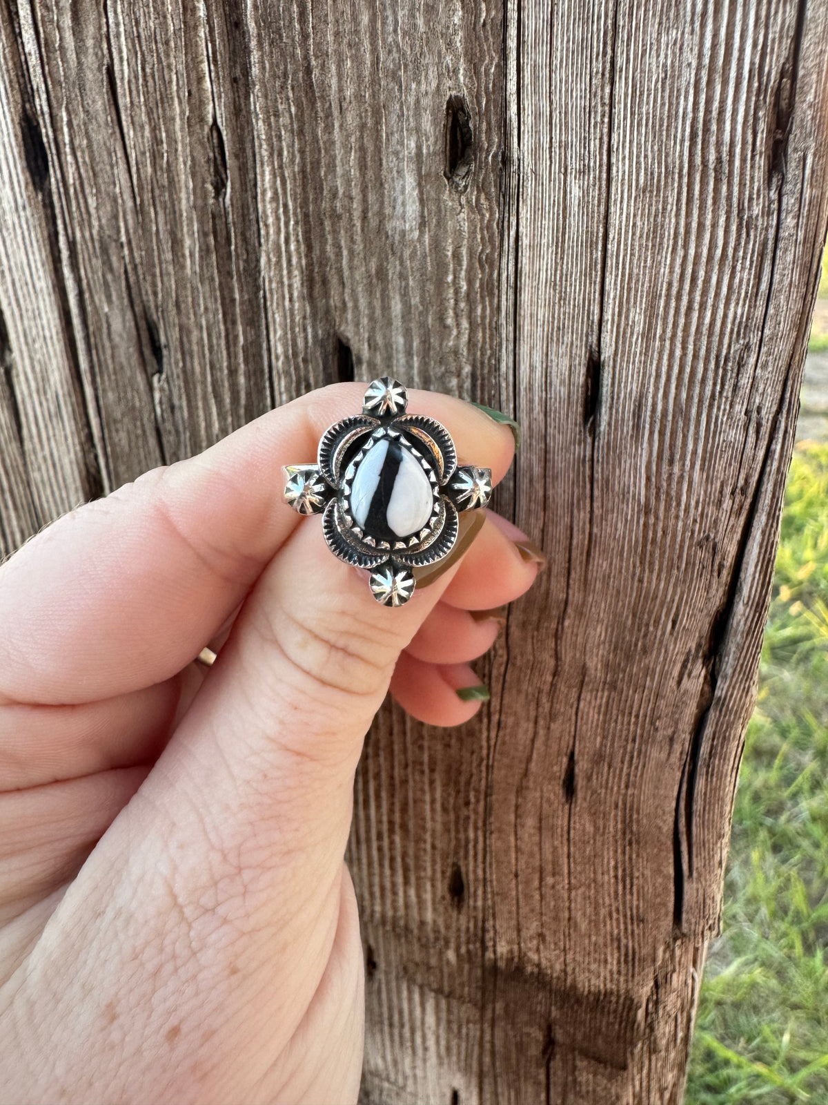 White Buffalo Adjustable Ring