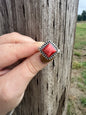 Red Spiny Adjustable Ring