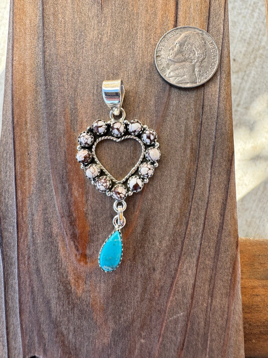 Heart Dangle Pendant -Wild Horse & Kingman