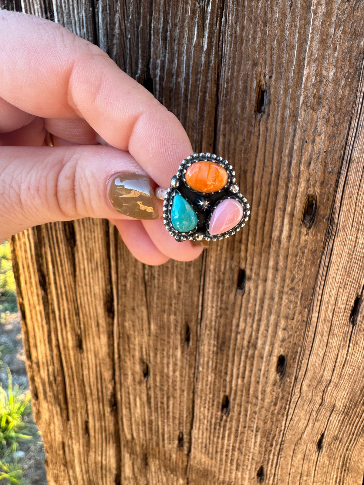 Muti Stone Cluster Ring -Adjustable