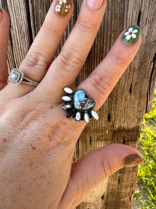 Golden Hills Heart Ring -Adjustable