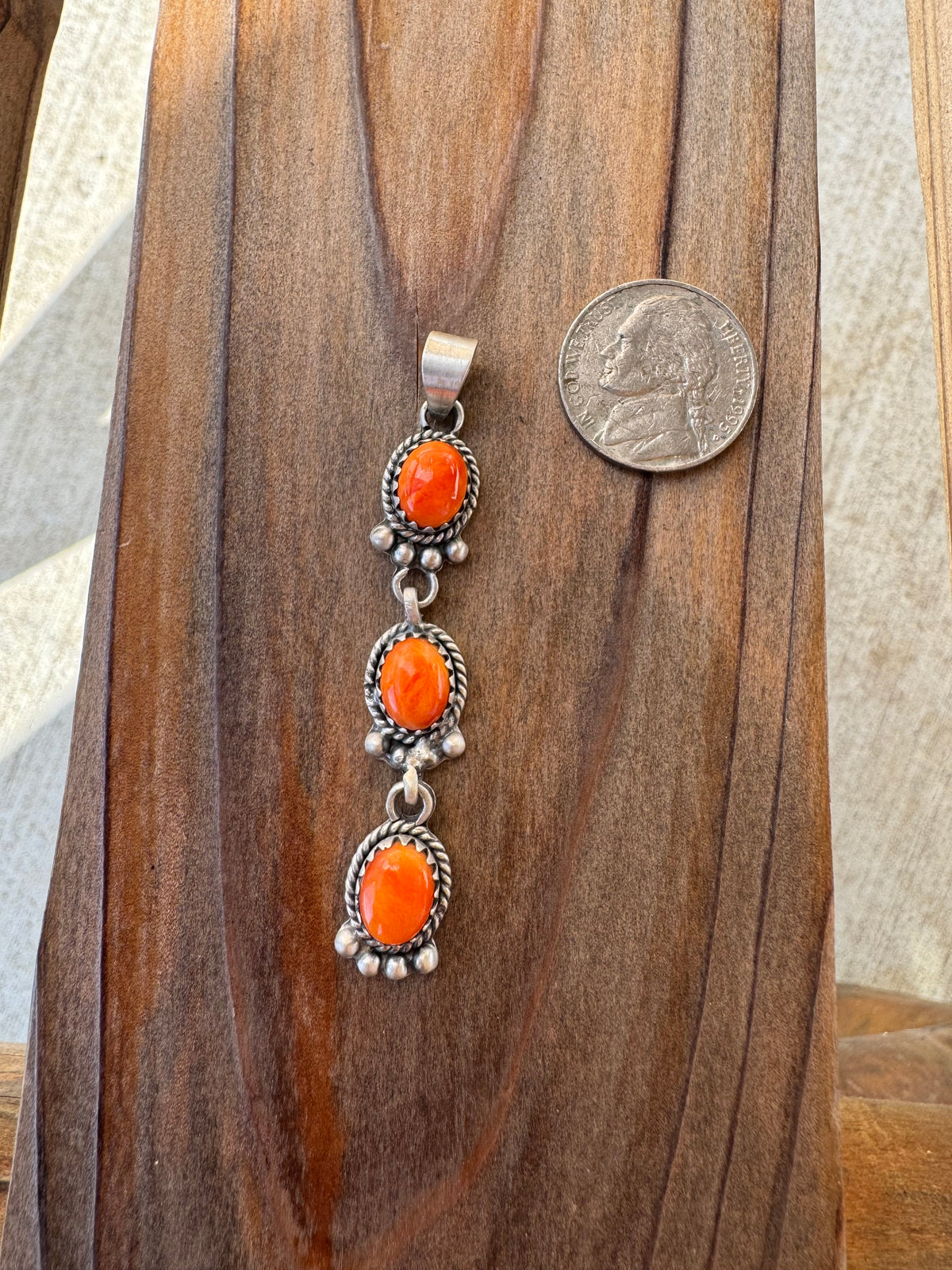 Orange Spiny Dangle Pendant