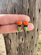 Orange Spiny & Turquoise Studs Earrings