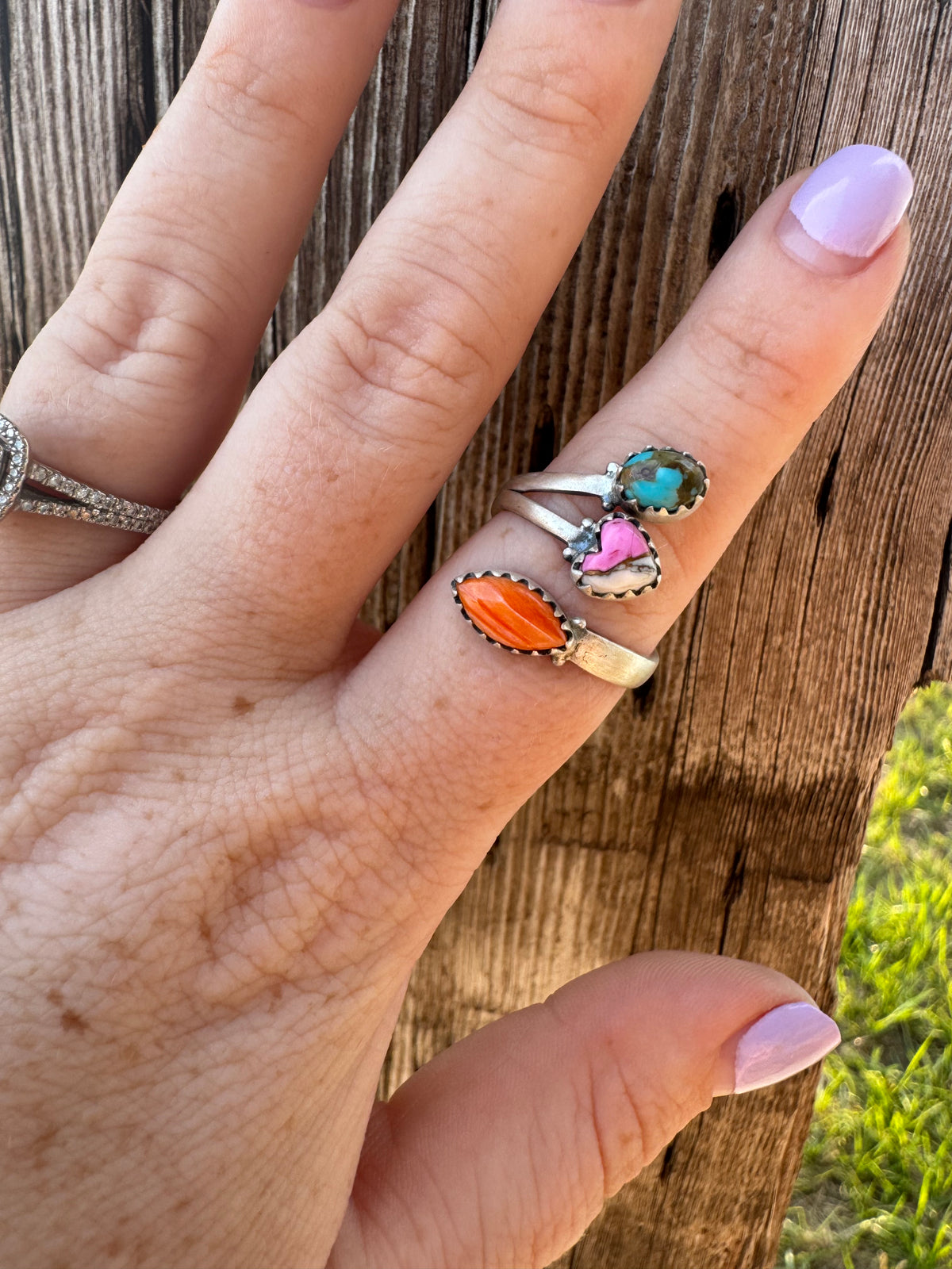 Adjustable 3 Stone Ring
