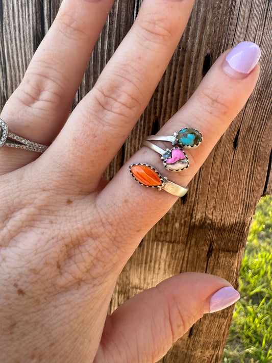 Adjustable 3 Stone Ring
