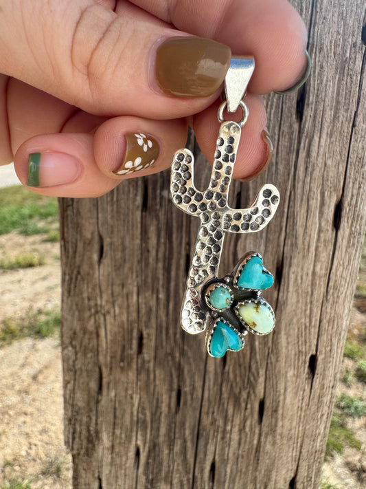 Cactus Pendant With Muti Stones