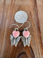 Pink Conch Heart & Butterfly Dangles