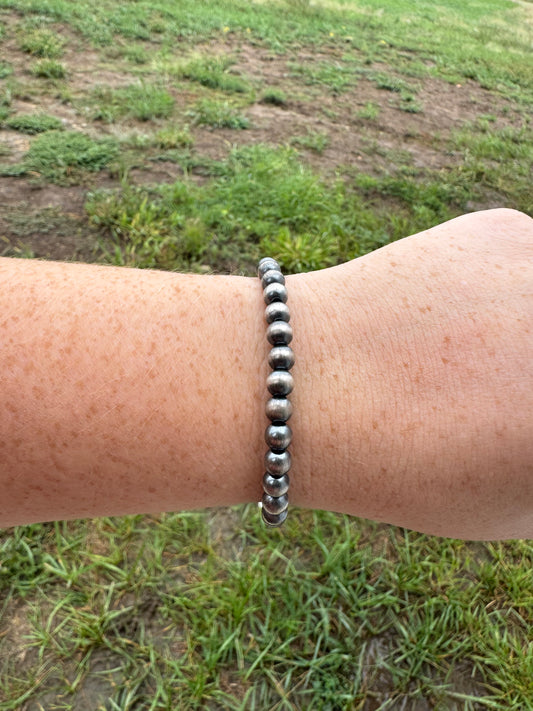 6MM Sterling Silver Strechy Pearls