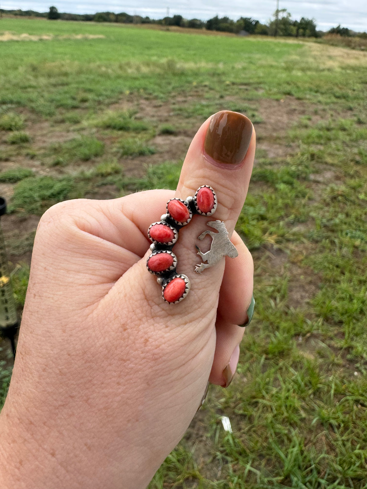 Red Spiny Adjustable Bronc Ring
