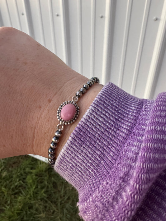 Pink Conch Stretchy Pearl Bracelet