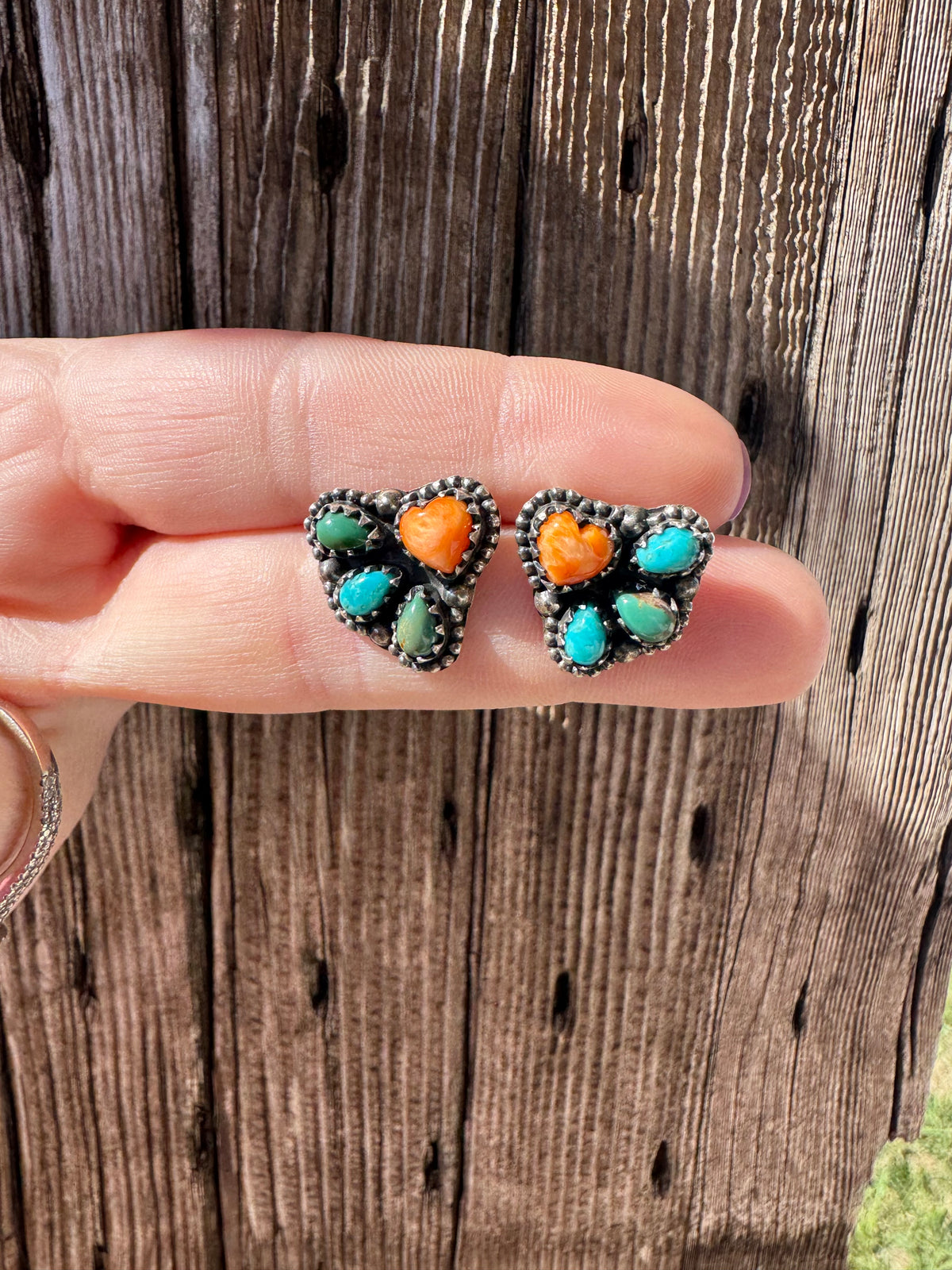 Orange Spiny & Turquoise Heart clusters