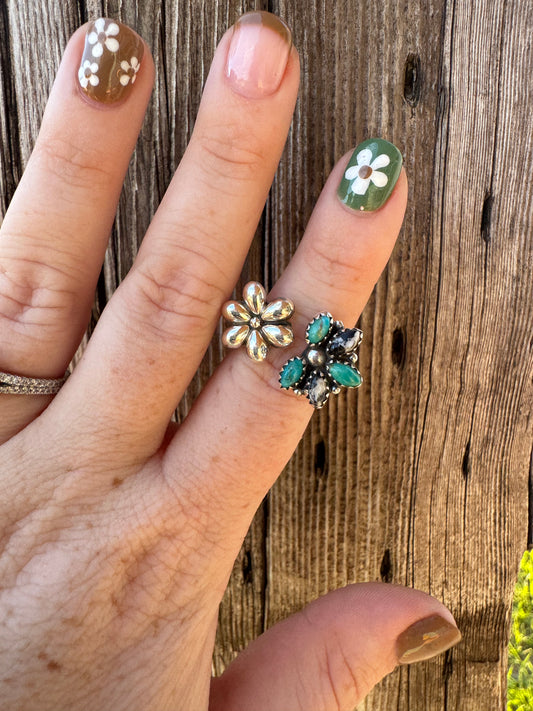 Kingman & Whit Buffalo Flower Ring -Adjustable