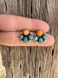 Orange Spiny & Turquoise Earrings