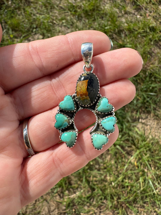 Black Jack Pendant With Turquoise