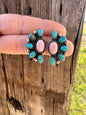 Kingman & Pink Conch Cluster Earrings