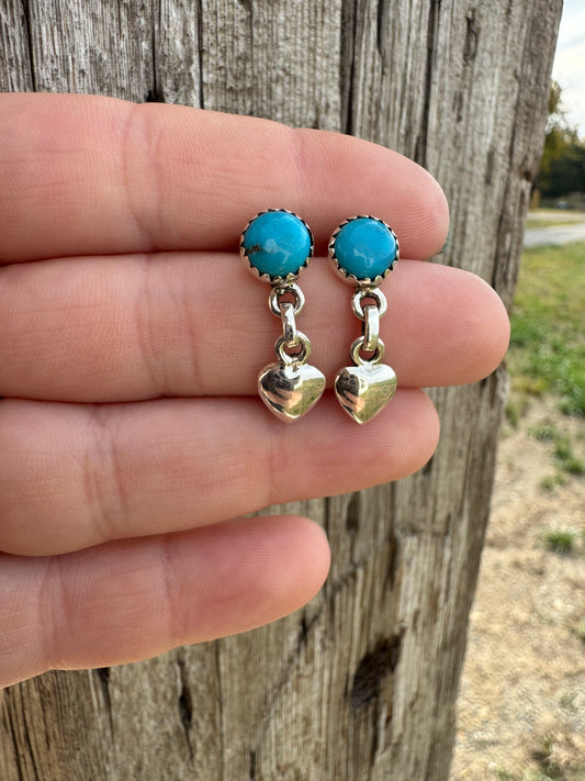 Kingman Turquoise Heart Dangles