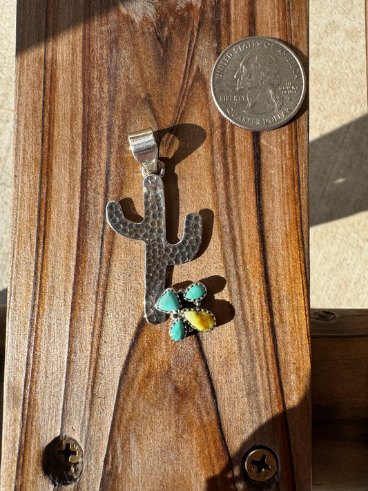 Muti Stone Cactus Pendant
