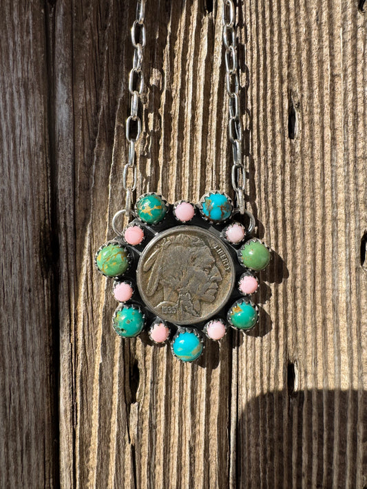 Muti Stone Coin Necklace