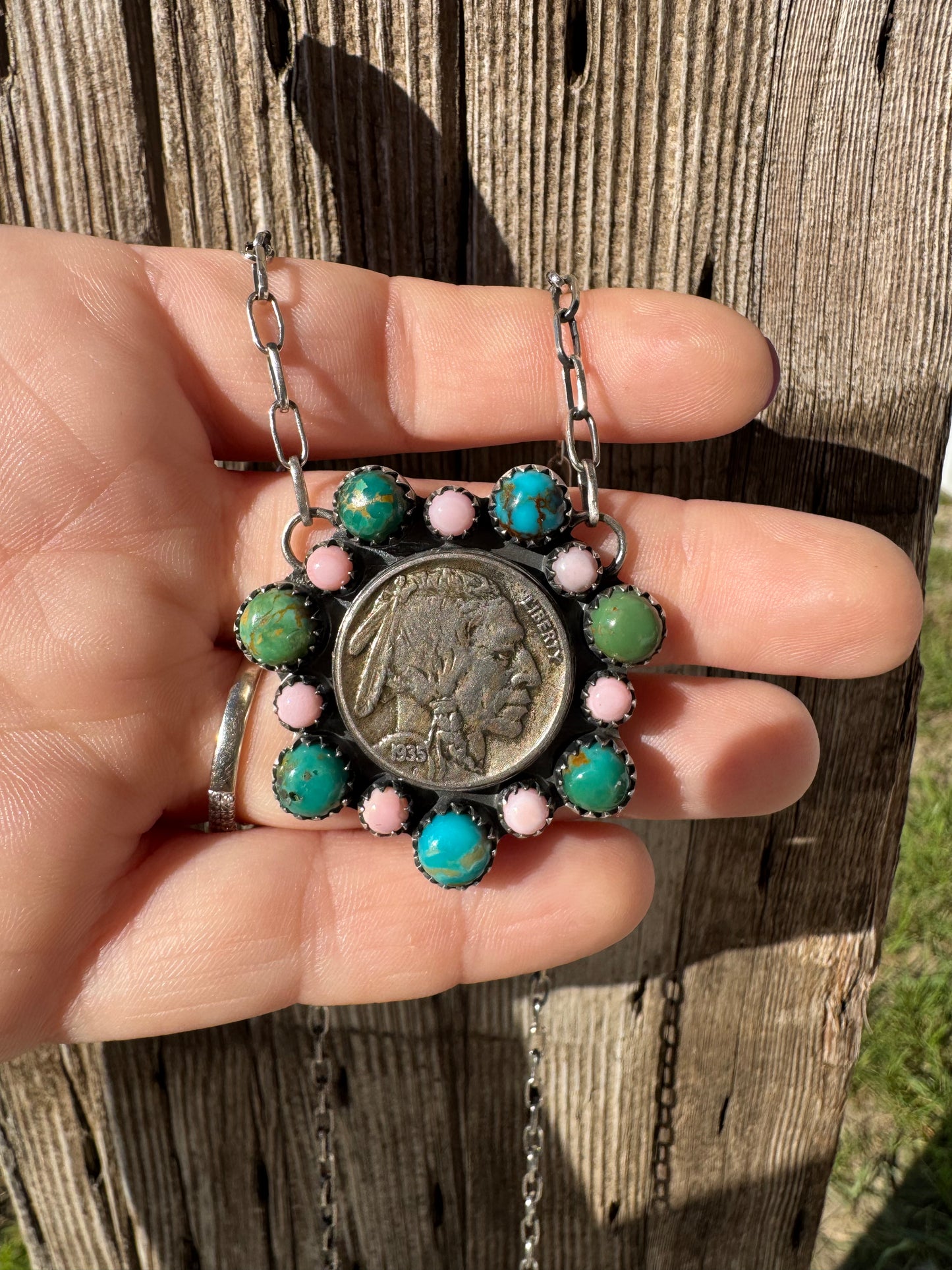 Muti Stone Coin Necklace