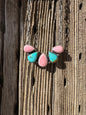 Turquoise & Pink Conch Bar Necklace