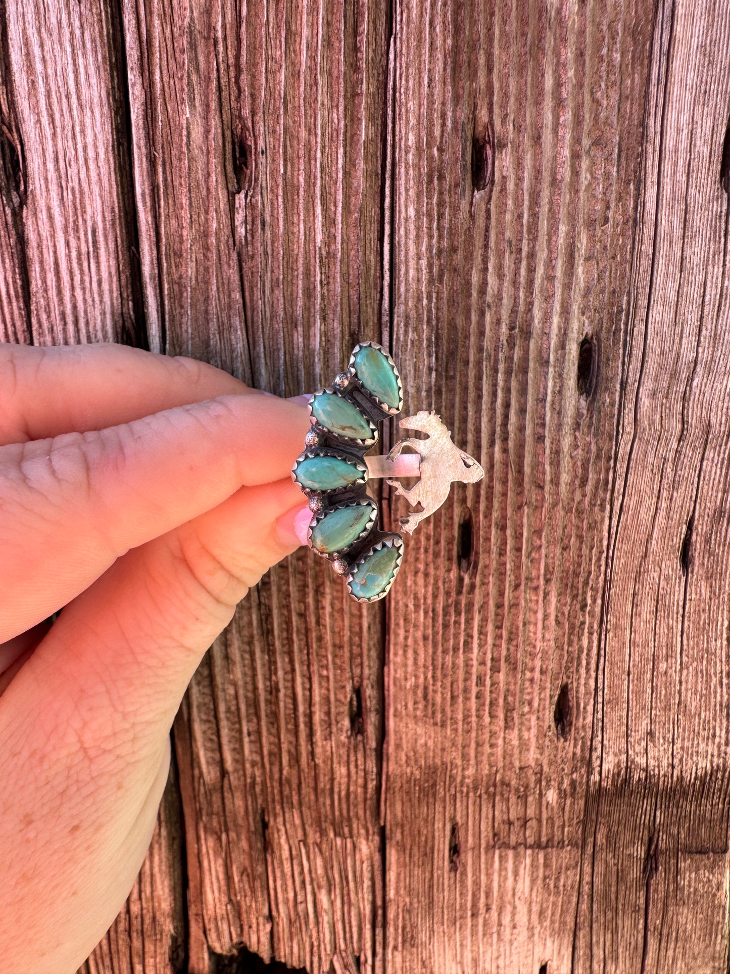 Turquoise Bucking Horse Adjustable Ring