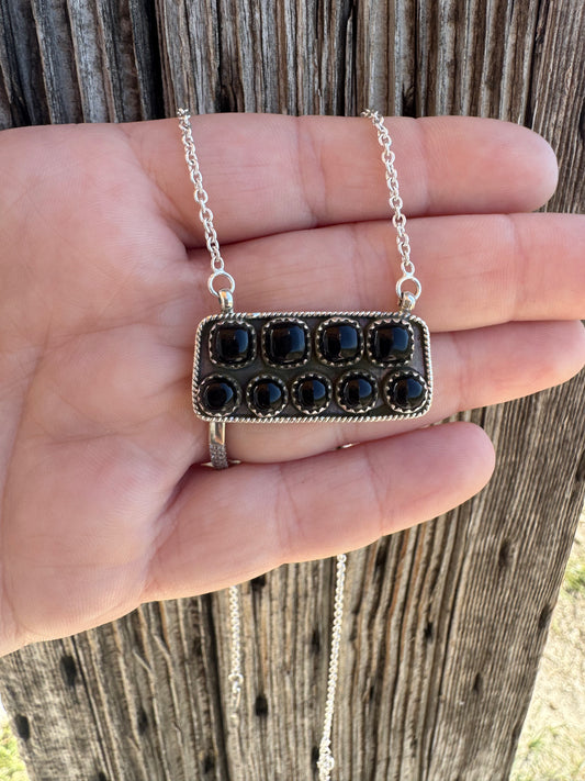Black Onyx Bar Necklace