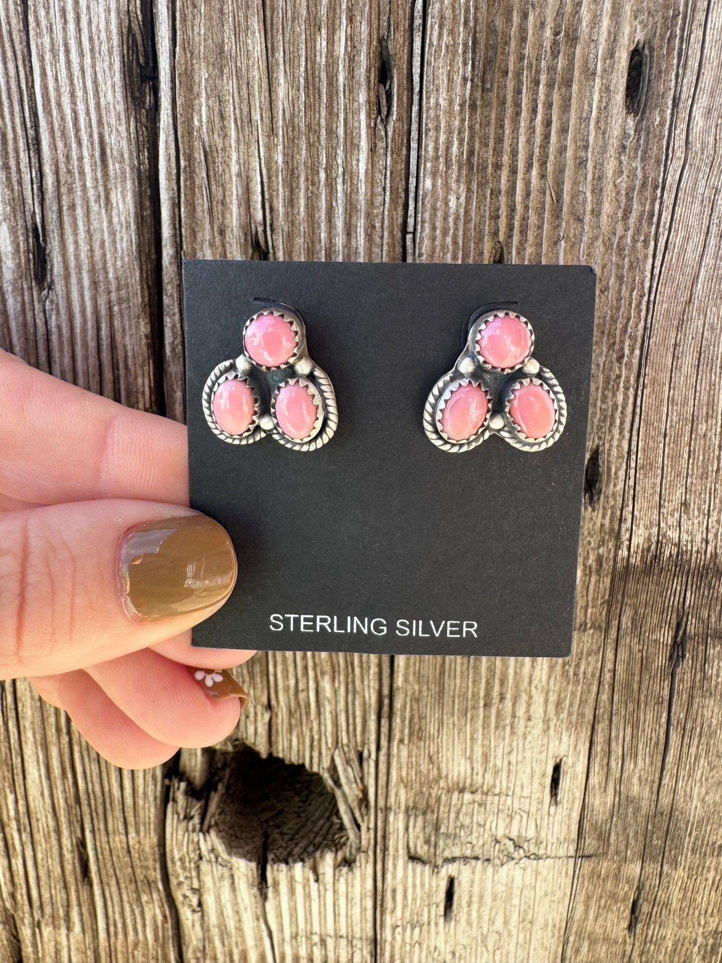 Pink Conch Cluster Earrings