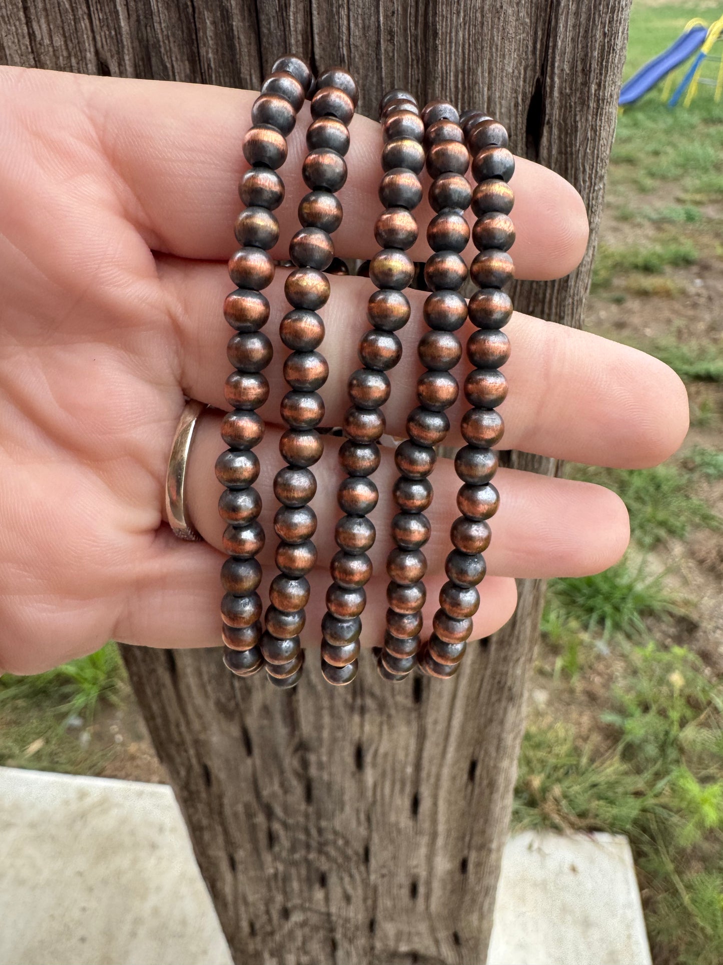 5MM Copper Pearl Stretch Bracelet