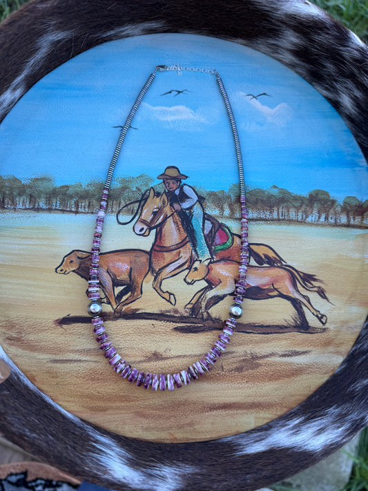 20 Inch Purple Spiny Oyster Necklace
