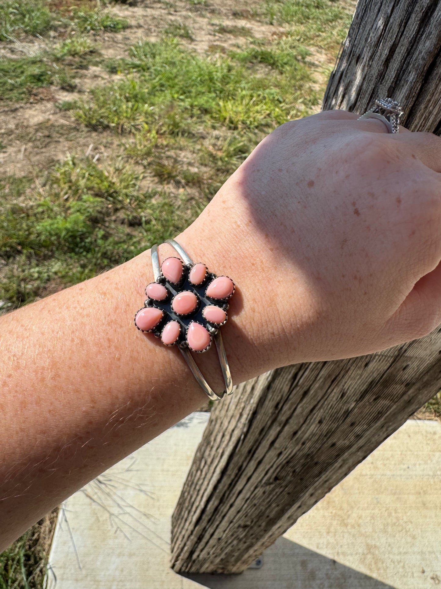 Pink Conch Cluster Cuff
