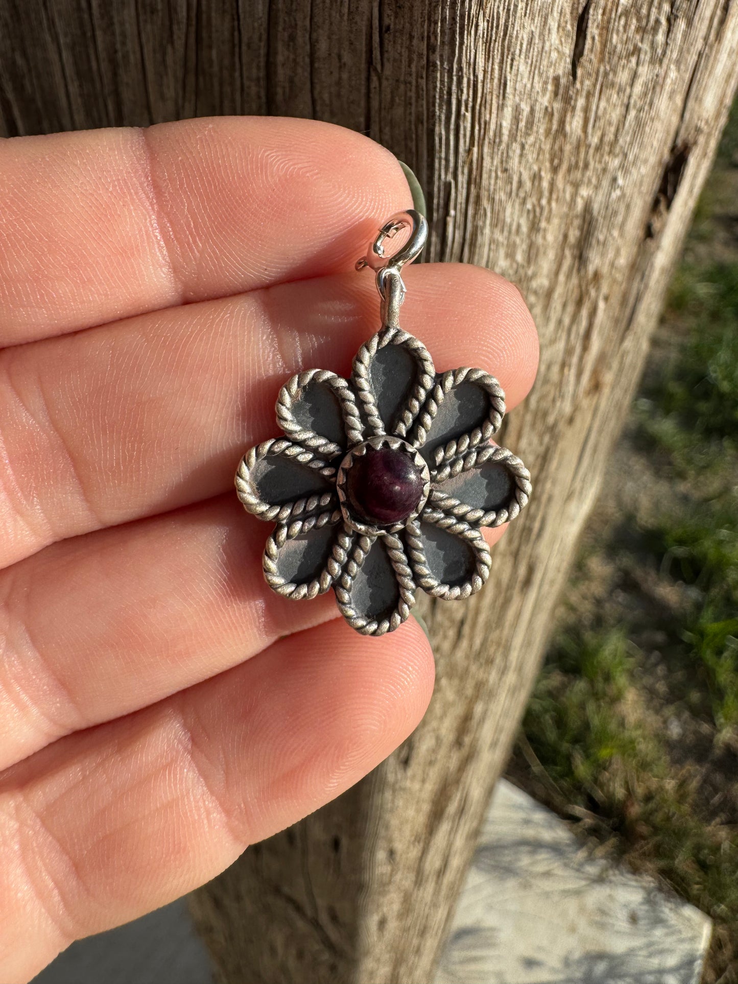 Purple Spiny Flower Charm