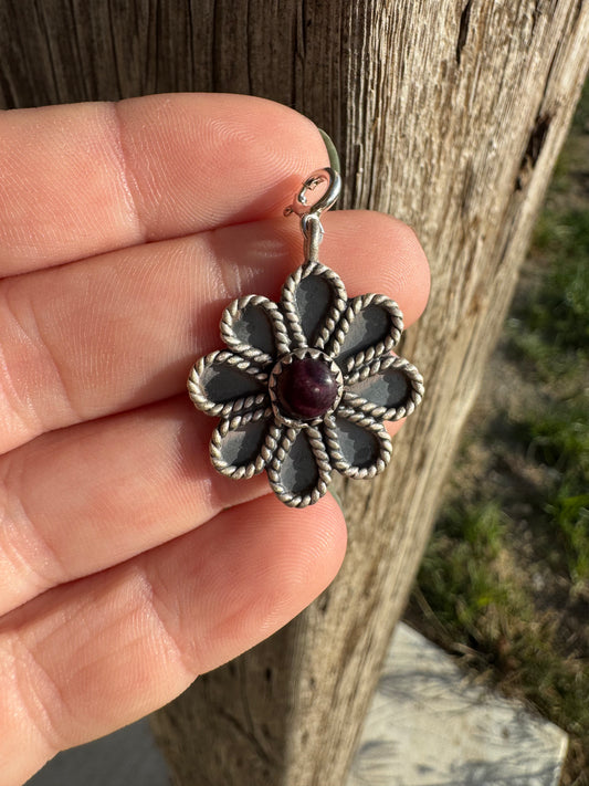 Purple Spiny Flower Charm