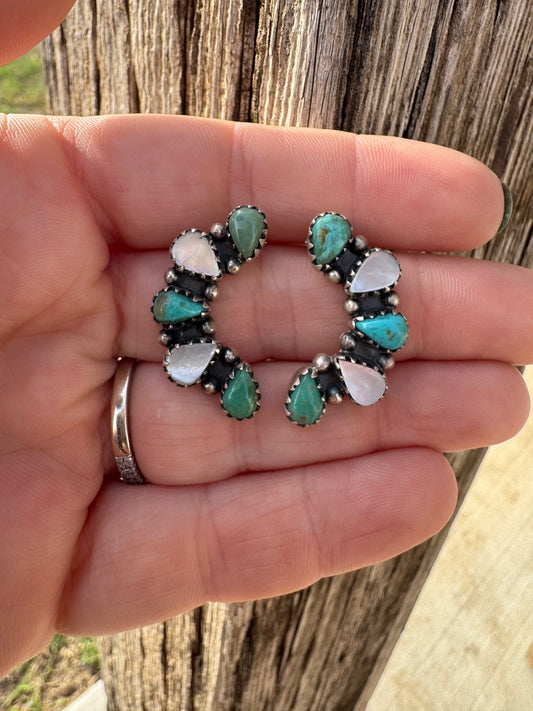 Turquoise & Mother Of Pearl Earrings