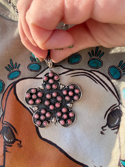 Statement Pink Conch Flower Pendant