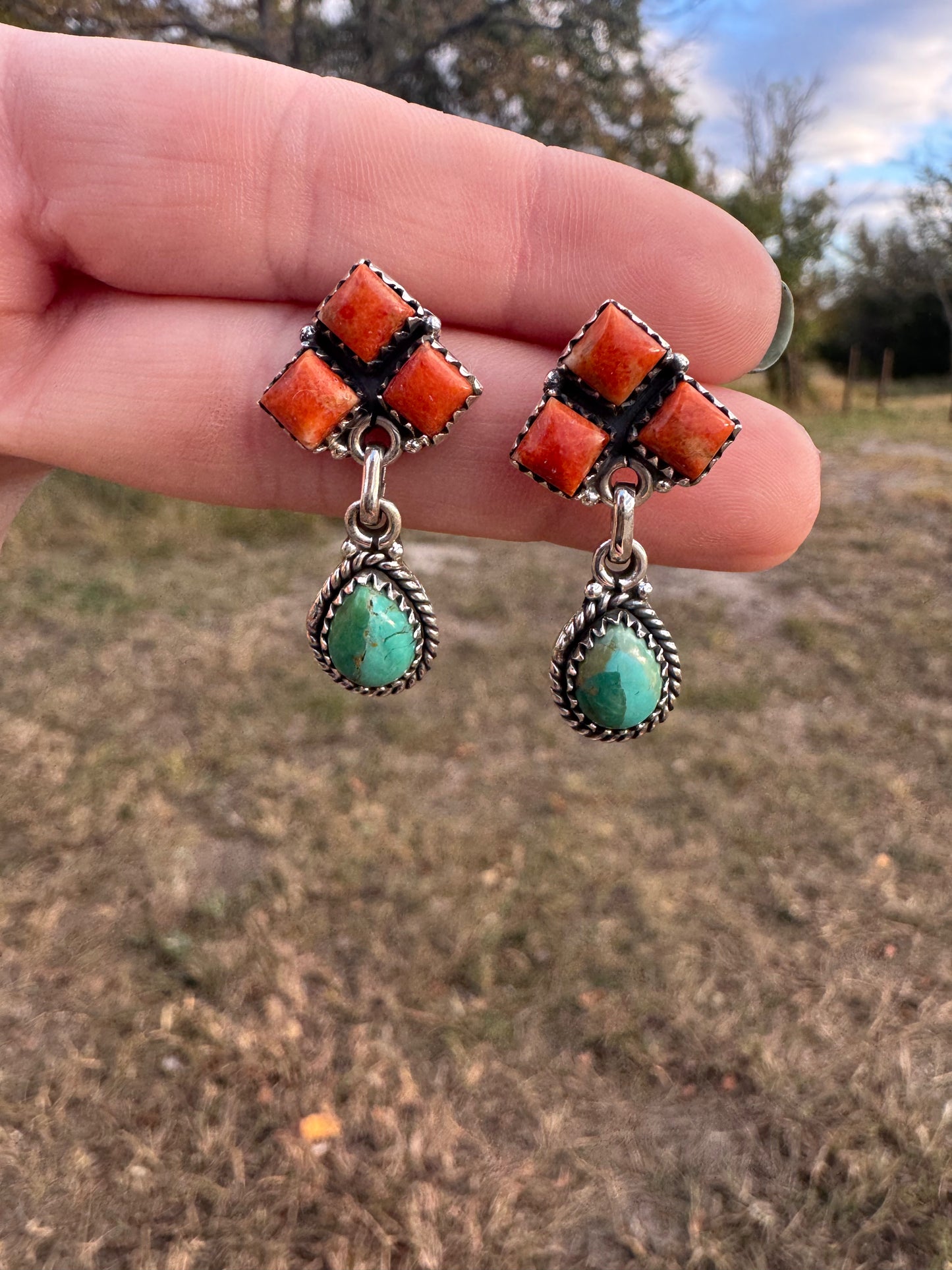 Orange Mojave & Turquoise Dangles