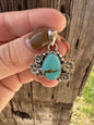 Turquoise Pendant With Flowers